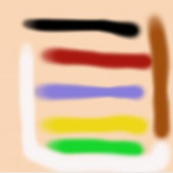 Le dessin de départ coup de pinceau de différentes couleur avec un calque clair (ou foncé pour illustrer le résultat).